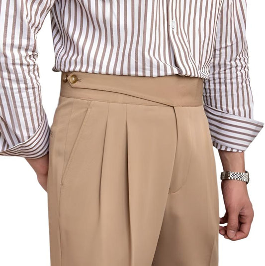 Straight Fit Pleated Trousers