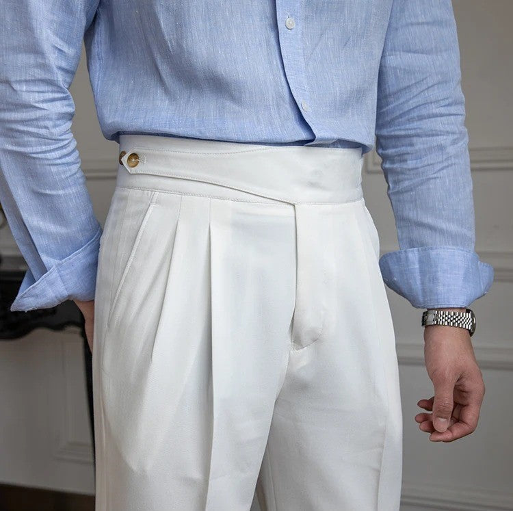 Straight Fit Pleated Trousers