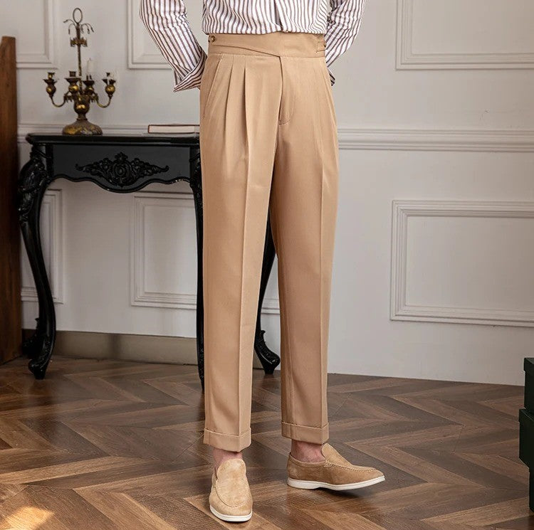 Straight Fit Pleated Trousers