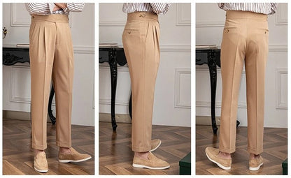 Straight Fit Pleated Trousers